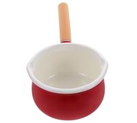 POPETPOP Pentolino Smaltato per Latte Rosso Antiaderente Resistente al Calore con Manici in Legno per Cucina e Cottura Alimenti
