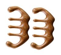 POPETPOP Pettine per Capelluto in Legno di Sandalo 2 Pezzi Massaggiatore per Chioma per Alleviare Muscolare e Mal di Testa, per Viaggio e Uso Domestico