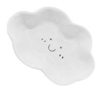 POPETPOP Piatto di Condimento in Ceramica Bianco Design a Nuvola, per Salse e Aceto, Utile e Creativo per Uso Domestico e Barbecue Riutilizzabile