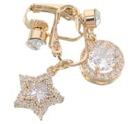 POPETPOP Piercing Ombelico Finto Clip a Stella Dorata Set 2 Pezzi Anello per Ombelico Non Piercing in Zirconi Resistenti Gioielli Donna per Feste e Occasioni Speciali