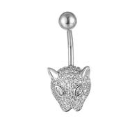 POPETPOP Piercing per il Pomo Della Pancia Leopardato in Acciaio Inossidabile con Zirconi Anello Navel Elegante e Ipoallergenico Decorazione Corpo Femminile per Uso Prolungato e Look