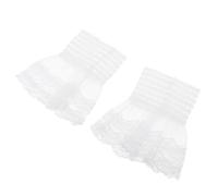 POPETPOP Polsini in Chiffon Plissettato Bianco Eleganti per Donna 1 Paio Accessori di Moda per Costume Vittoriano e Pirata