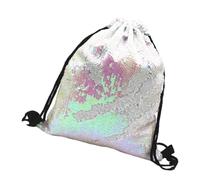POPETPOP Polyester Sequin Storage Bag With Durable Rope And Reversible Style, Drawstring Backpack For Shopping And Festival Activities