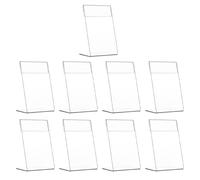 POPETPOP Porta Cartelli Acrilico Trasparente 9 Pezzi Inclinato, Espositore per Cartellini Prezzi e Bacheca Porta Volantini da Tavolo per Negozi