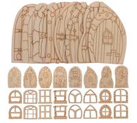 POPETPOP Porta Mini in Legno per Fai da Te, 64 Pezzi, Decorazione Micro Paesaggio, Facile da Colorare, per Giardino delle Fate e Artigianato Creativo