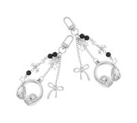 POPETPOP Portachiavi Design Elegante e Versatile a Forma di Cuffie 2 in Lega Argento Pezzi Accessorio per Chiavi Auto e Uso Quotidiano per Regalo per Amanti della Musica