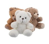 POPETPOP Portachiavi Orsetto 3pezzi in Peluche Orso Riccio Seduto, Morbido e Resistente alla Deformazione, Adatto come Regalo di Natale per Borse e Zaini
