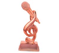 POPETPOP Premio Microfono in Resina Oro Design Elegante Musicale, Ornamento da Tavolo per Gare di Canto e attività Scolastiche
