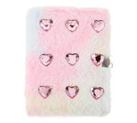 POPETPOP Quaderno Soffice in Peluche A5 con 9 Diamanti e Lucchetto Diario Bloccabile Sfumato per Ragazze Taccuino Creativo per Appunti e Ricordi Scolastici Accessorio per Studenti