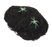 POPETPOP Ragnatela Nera per Halloween Decorazione Morbida in Plastica e Cotone con Ragni Finti per Feste di Carnevale e Ambienti Esterni Spaventosi Colore Casuale