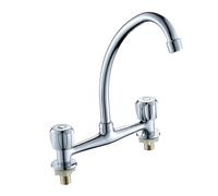 POPETPOP Rubinetto Lavabo Foro in Rame Miscelatore Bagno con Doppia Manopola per Acqua e Fredda Superficie Lucidata Antispruzzo Regolazione Indipendente e Ufficio