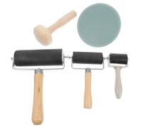 POPETPOP Rullo per Pittura in Gomma Manico in Legno e Lega di Alluminio, Facile da Usare e Leggero, per Inchiostrare Blocchi e Creare Opere d'Arte