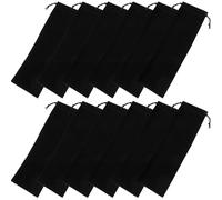 POPETPOP Sacchetti di Velluto Nero Coulisse per Posate e Cannucce, 12 Pezzi, Portatile e Facile da Pulire, per Picnic e Campeggio