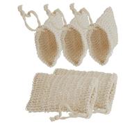 POPETPOP Sacchetti per Sapone in Cotone e Lino 5 Pezzi Sacchetti Esfolianti da Bagno con Rete Schiumogena Coulisse per Conservazione Sapone e Pulizia Pelle Sensibile