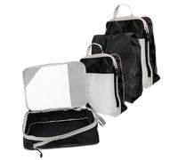 POPETPOP Sacchi di Compressione da Viaggio 4pz Borse per Organizzazione Vestiti, Realizzate, Nero Rete, per Salvaspazio, Escursioni e Campeggio