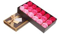 POPETPOP Sapone Rosa Profumato con 18 Pezzi Fiori di Sapone Artificiali, Confezione Regalo con Scatola, Decorazioni Floreali per Bagno e Camera, Regalo Romantico per Matrimonio e Festa