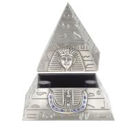POPETPOP Scatola Portaoggetti Vintage a Forma di Piramide in Metallo Argento Salvaspazio per e Chiavi, come Decorazione o