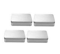POPETPOP Scatole in Latta Rettangolari con Coperchio Scatole Piccole Argento Set 4 Materiale Latta Resistente e Facile da Pulire per Conservare Caramelle e Accessori
