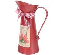 POPETPOP Secchio Rustico per Fiori e Piante in Ferro Vintage Rosso Decorativo e Chic per Arredamento Casa e Davanzale