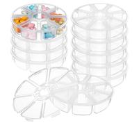 POPETPOP Set 10 Pezzi Scatola Portaoggetti 8 Scomparti in Plastica Bianca Contenitore da Scrivania per Cosmetici e Accessori Organizer Rotondo Salvaspazio per Casa Ufficio e Bagno