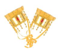 POPETPOP Set 2 Pezzi Cappello Imperatore Antico Cinese Giallo in Plastico per Costumi e Spettacoli di Opera Tradizionale Orientale per Adulti