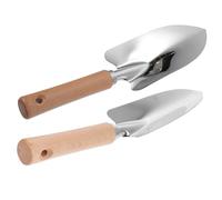 POPETPOP Set 2 Pezzi Cazzuole Manico in Legno, Utensili Manuali Da Giardinaggio Compatti e Resistenti, Attrezzi Per Piantare e Diserbo in Acciaio Resistente Per Giardino e Orto