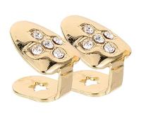 POPETPOP Set 2 Pezzi Grill Dentali in Metallo Oro Brillantini, Design Unico e Struttura Semplice, Accessori Leggeri per Denti per Feste Hip Hop e Rapper