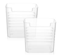 POPETPOP Set 2 Scatole Organizer Trasparenti per Porta Laterale Frigorifero, Contenitori per Conservazione Frutta e Spezie, Organizer Cucina Multifunzione per Armadi e Dispensa