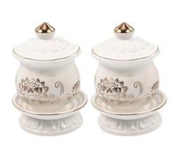 POPETPOP Set 2 Tazze in Ceramica Bianca per Uso Rituale Quotidiano, Forma Loto Elegante e Stile Retrò, Essenziali la Sala Buddha in Casa