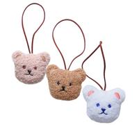 POPETPOP Set 3 Ciondoli Portachiavi Orso in Peluche Resistenti per Accessori Borse Fai da Te Ragazzo Ragazza Decorativi Marrone, Cachi e Bianco