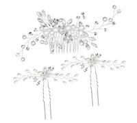 POPETPOP Set 3 Forcine per Chioma da Sposa Perle e Strass Argento, Pettini Laterali Artigianali per Donne e Ragazze, Accessori Eleganti per Matrimonio e Cerimonia