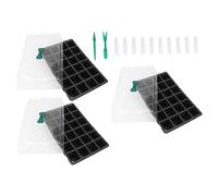 POPETPOP Set 3 Scatole per Germinazione Multifunzione Coperchio Trasparente, Vassoi da Giardinaggio 24 Fori per Semina e Coltivazione Micro Ortaggi e Succulente, Strumenti Inclusi per Uso