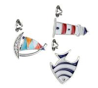 POPETPOP Set 3 Spille da Petto in Lega a Tema Marinaresco Faro, Pesce Tropicale e Barca a Vela - Accessori Decorativi Versatili per Cappotti, Borse e Abbigliamento Femminile Quotidiano