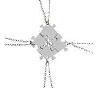 POPETPOP Set 4 Collane Dell’amicizia Ciondolo Puzzle Diviso in Lega, Design Geometrico a Quattro Cuciture, Accessorio Luminoso per Donne e Regalo per Amiche