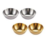 POPETPOP Set 4 Pezzi Ciotole Condimento in Acciaio Inossidabile 304, Mini Piatti per Salse e Antipasti Fondo Antiscivolo, Resistenti a Caldo e Freddo per Cucina e Servizio Tavola