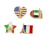 POPETPOP Set 4 Pezzi Spille da Collo Bandiera Patria in Lega, Distintivi Smaltati per Decorazione Abbigliamento e Accessori, Adatti per Eventi Patriottici e Regali di Compleanno