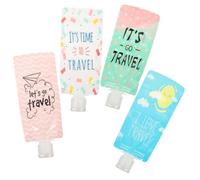 POPETPOP Set 4 Sacchetti da Viaggio 100ml in Pe con Tappi, Sacchetti per Cosmetici Resistenti a Tenuta D'aria, per Shampoo e Lozioni Durante Viaggio