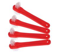POPETPOP Set 4 spazzolini dentiera doppia faccia rossi, spazzolino protesi dentarie mobili resistente in nylon e PP, pulizia efficace per adulti e viaggi