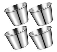 POPETPOP Set 4pezzi Piccoli Contenitori per Salsa in Acciaio Inossidabile da 60ml Superficie Liscia e Sicura per Condimenti e Insalate in Occasioni Speciali
