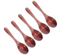 POPETPOP Set 5 Cucchiai da Minestra in Legno Giapponese Manico lungo 155X4 CM Cucchiai da Portata per Sciroppo e Condimenti Cucchiaini da Tè e Dessert Finitura Laccata Resistente per