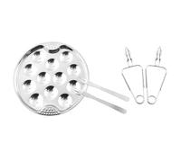 POPETPOP Set 5 Pezzi Teglie per Lumache in Acciaio Inox Resistente al Calore con Morsetto Ergonomico Piastra da Forno per Cucina Domestica e Ristoranti Accessori Utensili Cucina per