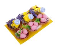 POPETPOP Set 6 Pezzi Nido Artificiale 6 Uova di Pasqua Finte da 5 Cm, Decorazione Pasquale Sicura, Forniture per Festa e Gioco di Gruppo in Cameretta e Asilo