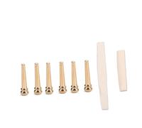 POPETPOP Set 6 Pezzi Ponte per Chitarra Acustica in Rame Ponte in Osso Bovino per Risonanza e Tono Oro Adatto Chitarra Folk
