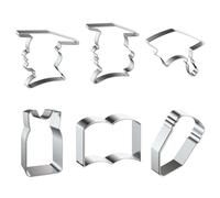 POPETPOP Set 6 Pezzi Tagliabiscotti Laurea in Acciaio Inossidabile Antiruggine per Biscotti e Dolci Forme Creative Cappello Dottore e Accessori per Feste