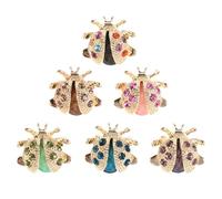 POPETPOP Set 6 Spille da Bavero Strass a Forma di Coccinella Scintillante Spilla Creativa a Forma di Insetto in Metallo per Donna Accessorio Versatile per Giacche Cardigan e Borse