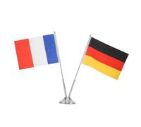 POPETPOP Set Bandiere da Tavolo Tedesca e Francese in Poliestere con Supporto in Acciaio Inossidabile, Leggere e Facili da Sostituire per Spazi Meeting e Negoziazioni