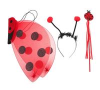 POPETPOP Set Costume da Coccinella per con Pieghevoli Rosse Fascia con Antenne e Accessori per Feste in Maschera Halloween Cosplay e Giochi di Ruolo