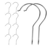 POPETPOP Set da 10 Ganci a Vite in Ghisa per Grucce, per Appendere in Modo Pratico in Armadi e Porte, Viti, Carichi Pesanti, Colore Argento