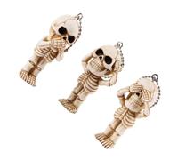 POPETPOP Set da 3 Ciondoli Portachiavi Teschio in Resina Leggera Catena Antiruggine Decorazione Ispiratrice Non Ascoltare Non Parlare per Casa Ufficio e Viaggi