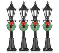POPETPOP Set da 4 Lampioni di Natale in Miniatura 12 CM Modelli di Lampioni Natalizi in Plastica Robusta per Decorazioni di Microvillaggi e Case delle Bambole Ornamenti Festivi per e